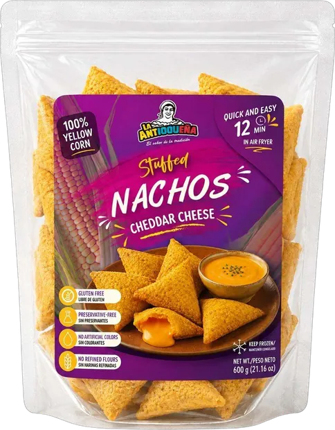 Empaque de Nachos rellenos de queso cheddar La Antioqueña